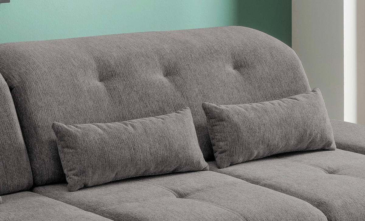 ECKSOFA in Chenille Graubraun  - Chromfarben/Graubraun, Design, Textil/Metall (196/300cm) - Livetastic