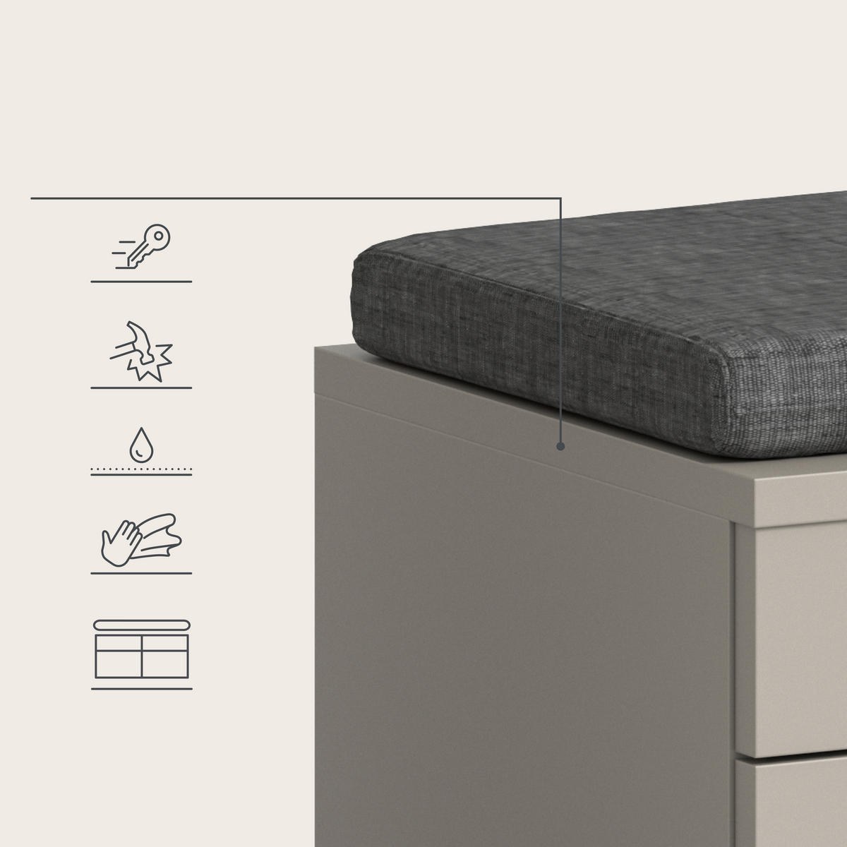 GARDEROBE 6-teilig  in 255/190/37 cm  - Kaschmir/Grau, Design, Holzwerkstoff (255/190/37cm) - MID.YOU