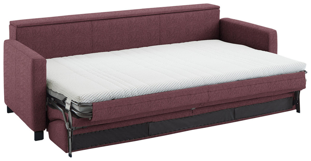 SCHLAFSOFA  in Flachgewebe Weinrot  - Weinrot/Schwarz, KONVENTIONELL, Textil/Metall (232/77/116cm) - Dieter Knoll