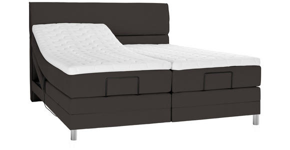 BOXSPRINGBETT 180/200 cm  in Dunkelbraun  - Chromfarben/Dunkelbraun, KONVENTIONELL, Kunststoff/Textil (180/200cm) - Voleo