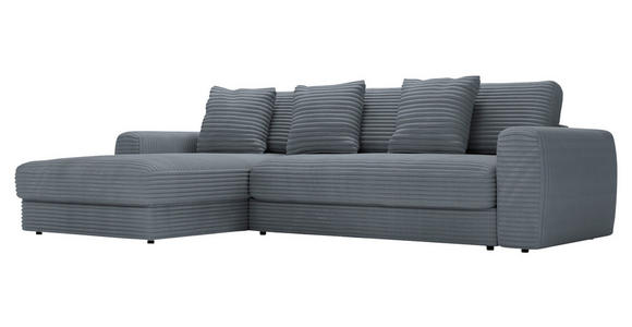 ECKSOFA in Cord Grau  182/302 cm  - Schwarz/Grau, MODERN, Kunststoff/Textil (182/302cm) - Carryhome