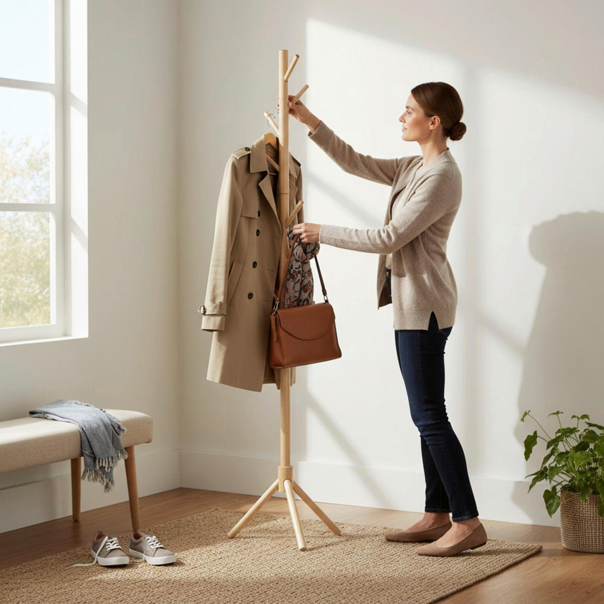 KLEIDERSTÄNDER in Naturfarben 43/174/43 cm   - Naturfarben, KONVENTIONELL, Holz (43/174/43cm)
