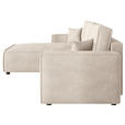 ECKSOFA Creme Cord Zierkissen, Rückenkissen, Bettkasten, Schlaffunktion, Rücken echt, Liegefläche im Originalstoff  - Creme/Schwarz, MODERN, Kunststoff/Textil (190/280cm) - Carryhome