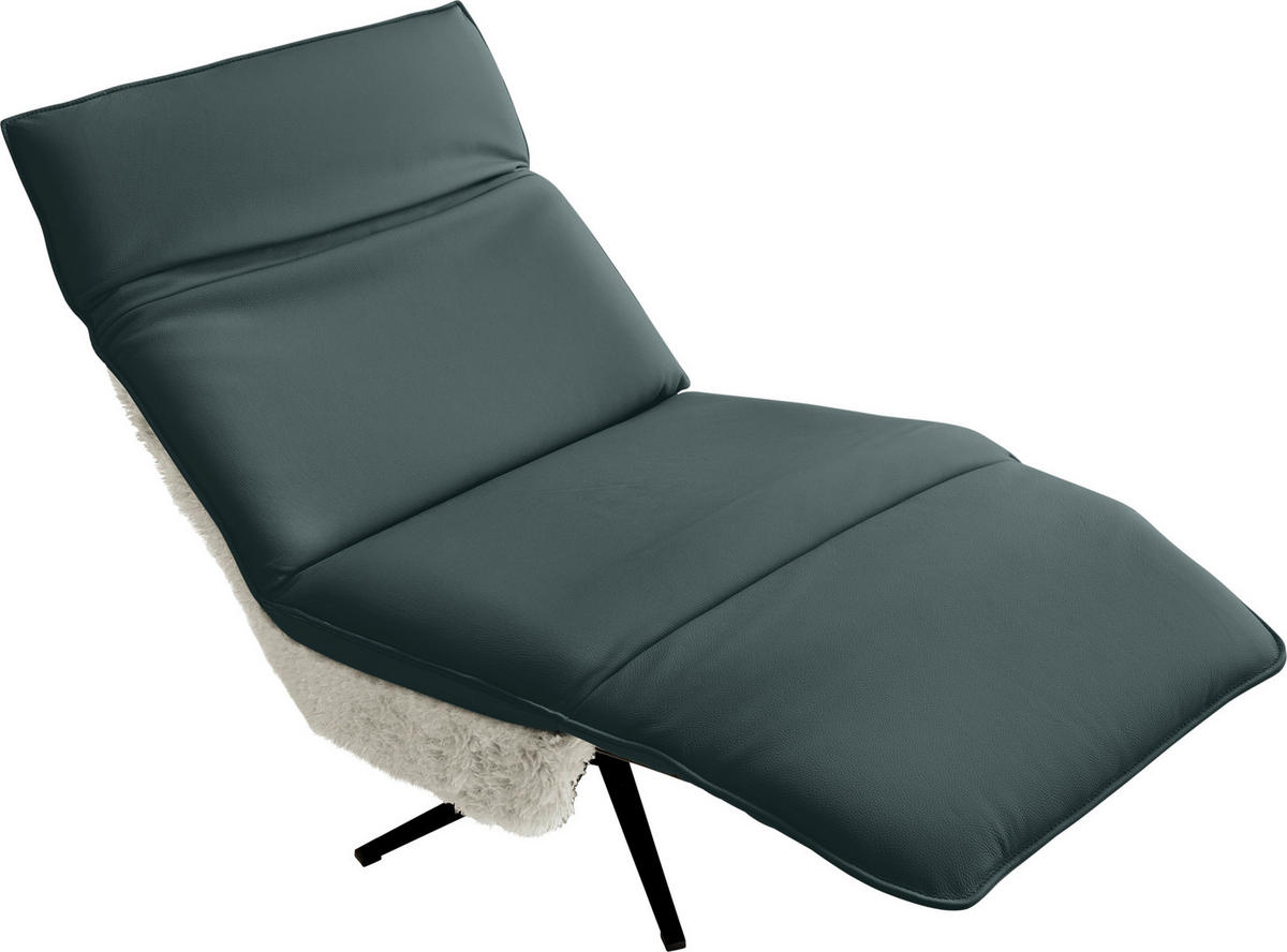 SESSEL in Hochflor Echtleder Blau, Beige  - Blau/Beige, Design, Leder/Textil (84/65/91cm) - Koinor