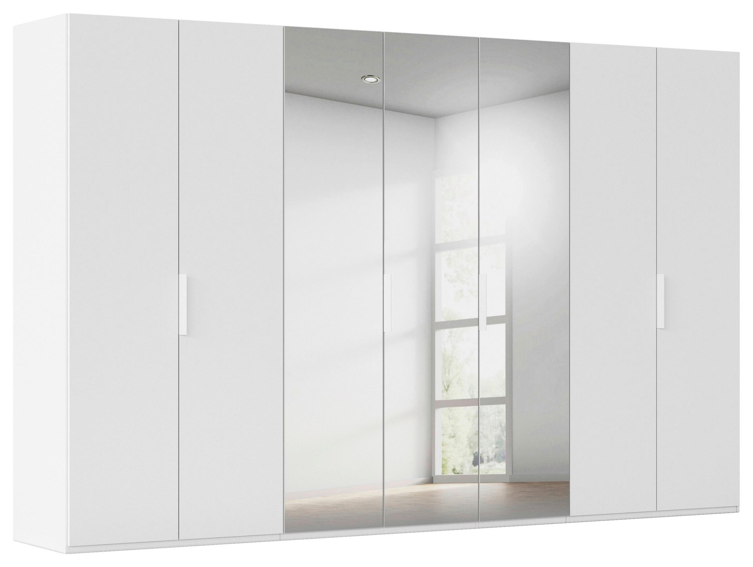 DREHTÜRENSCHRANK 350/223/61 cm,  in Weiß, 7-türig  - Weiß, Basics, Glas/Holzwerkstoff (350/223/61cm) - Novel