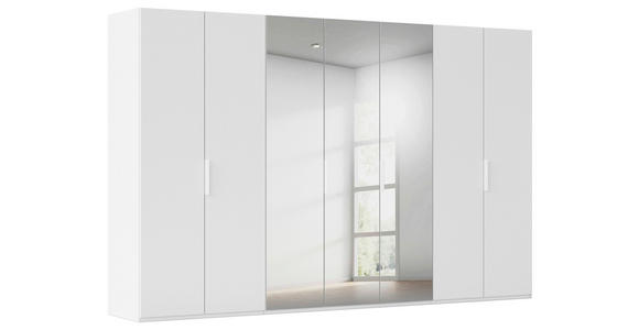 DREHTÜRENSCHRANK 350/223/61 cm,  in Weiß, 7-türig  - Weiß, Basics, Glas/Holzwerkstoff (350/223/61cm) - Novel