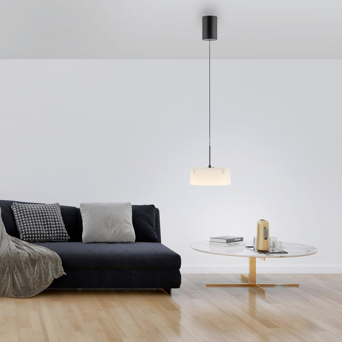 LED-HÄNGELEUCHTE 20/20/180 cm  - Schwarz, Design, Glas/Kunststoff (20/20/180cm)