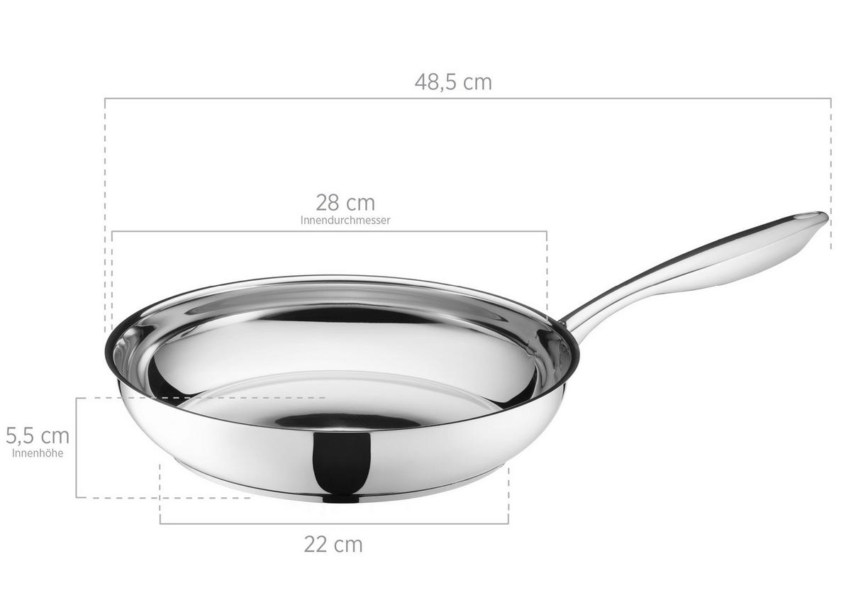 BRATPFANNE  - Silberfarben, Basics, Metall (28/5,5/28cm) - Mäser