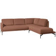 ECKSOFA in Flachgewebe, Struktur Rostfarben  - Rostfarben/Anthrazit, Design, Textil/Metall (254/230cm) - Ambiente