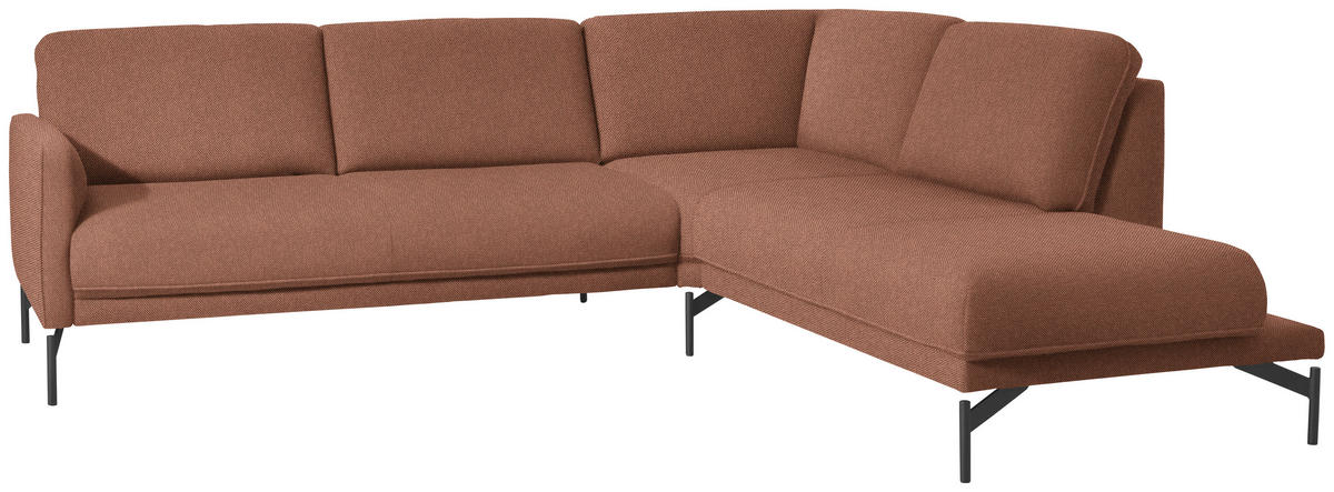ECKSOFA Nova in Flachgewebe, Struktur Rostfarben  254/230 cm  - Rostfarben/Anthrazit, Design, Textil/Metall (254/230cm) - Johann Jakob