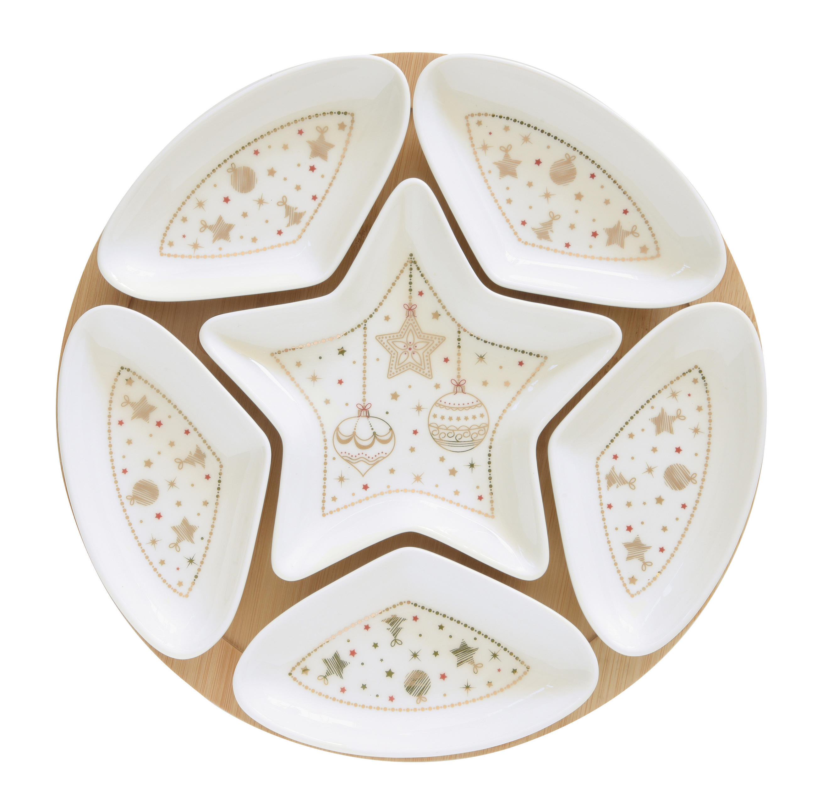 TÁNYÉR 25 cm  - aranyszínű/fehér, Basics, fa/kerámia (25cm)