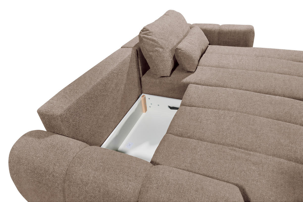 ECKSOFA Webstoff Taupe  - Taupe/Schwarz, Design, Kunststoff/Textil (260/192cm) - MID.YOU