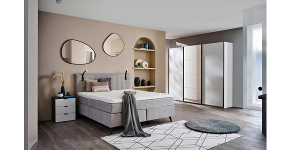 BOXSPRINGBETT 160/200 cm  in Hellgrau  - Chromfarben/Hellgrau, KONVENTIONELL, Kunststoff/Textil (160/200cm) - Voleo