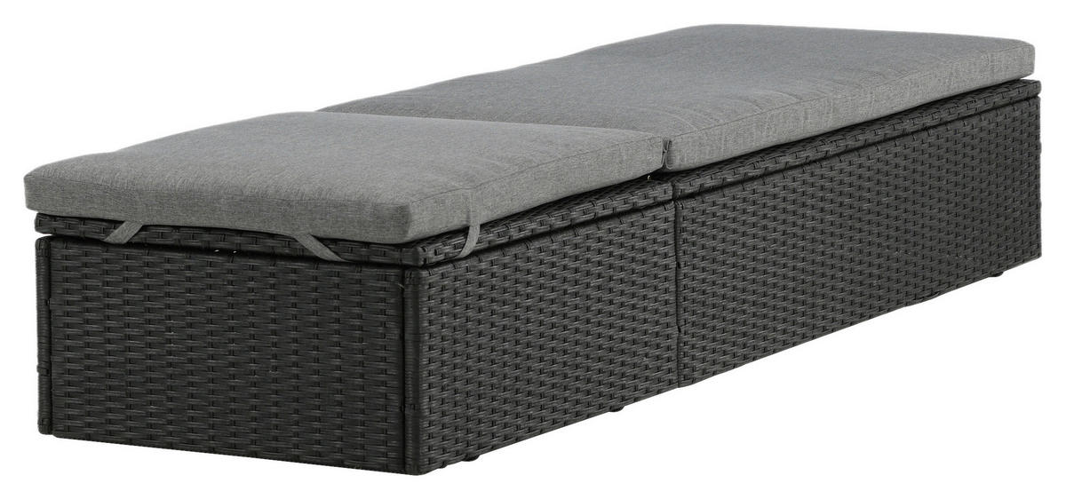 SONNENLIEGE 60.5/37.5/198 cm  - Schwarz/Grau, KONVENTIONELL, Kunststoff/Textil (60.5/37.5/198cm) - Gardenson