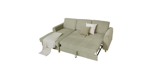 ECKSOFA Hellgrün Flachgewebe  - Buchefarben/Hellgrün, KONVENTIONELL, Holz/Textil (166/241cm) - Carryhome