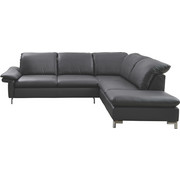 WOHNLANDSCHAFT in Leder Graphitfarben - Chromfarben/Graphitfarben, Design, Leder/Metall (272/241cm) - Chilliano