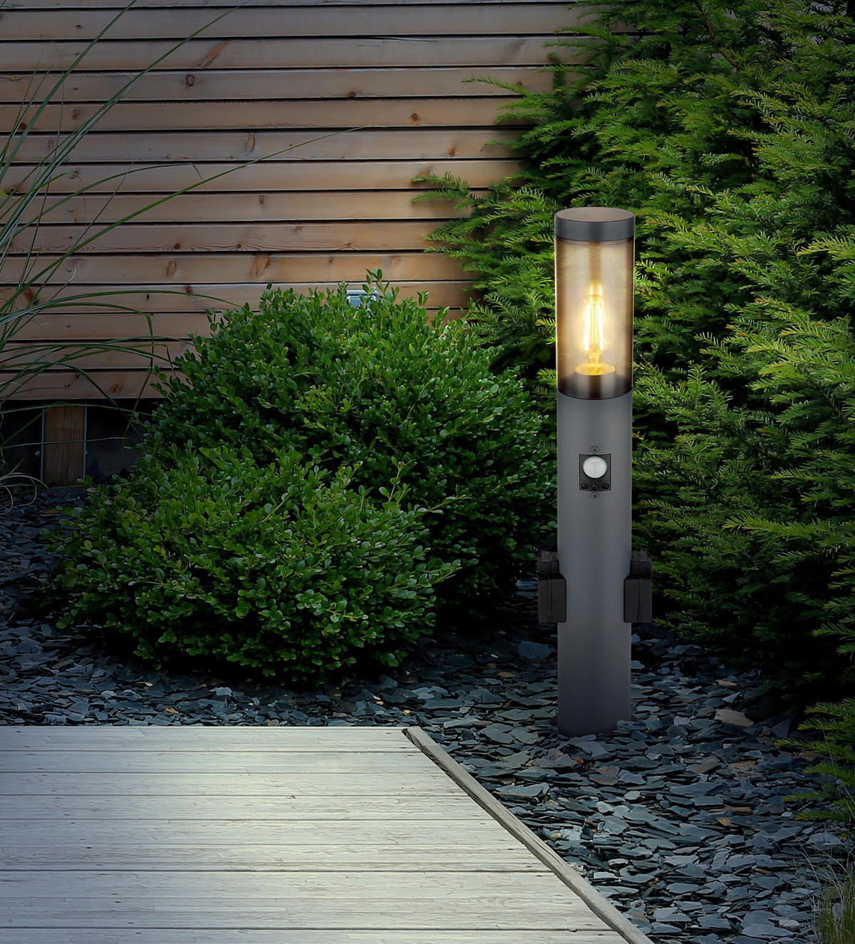 VENKOVNÍ STOJACÍ LAMPA, 12,7/12,7/60 cm - šedá/antracitová, Design, kov/plast (12,7/12,7/60cm) - Globo