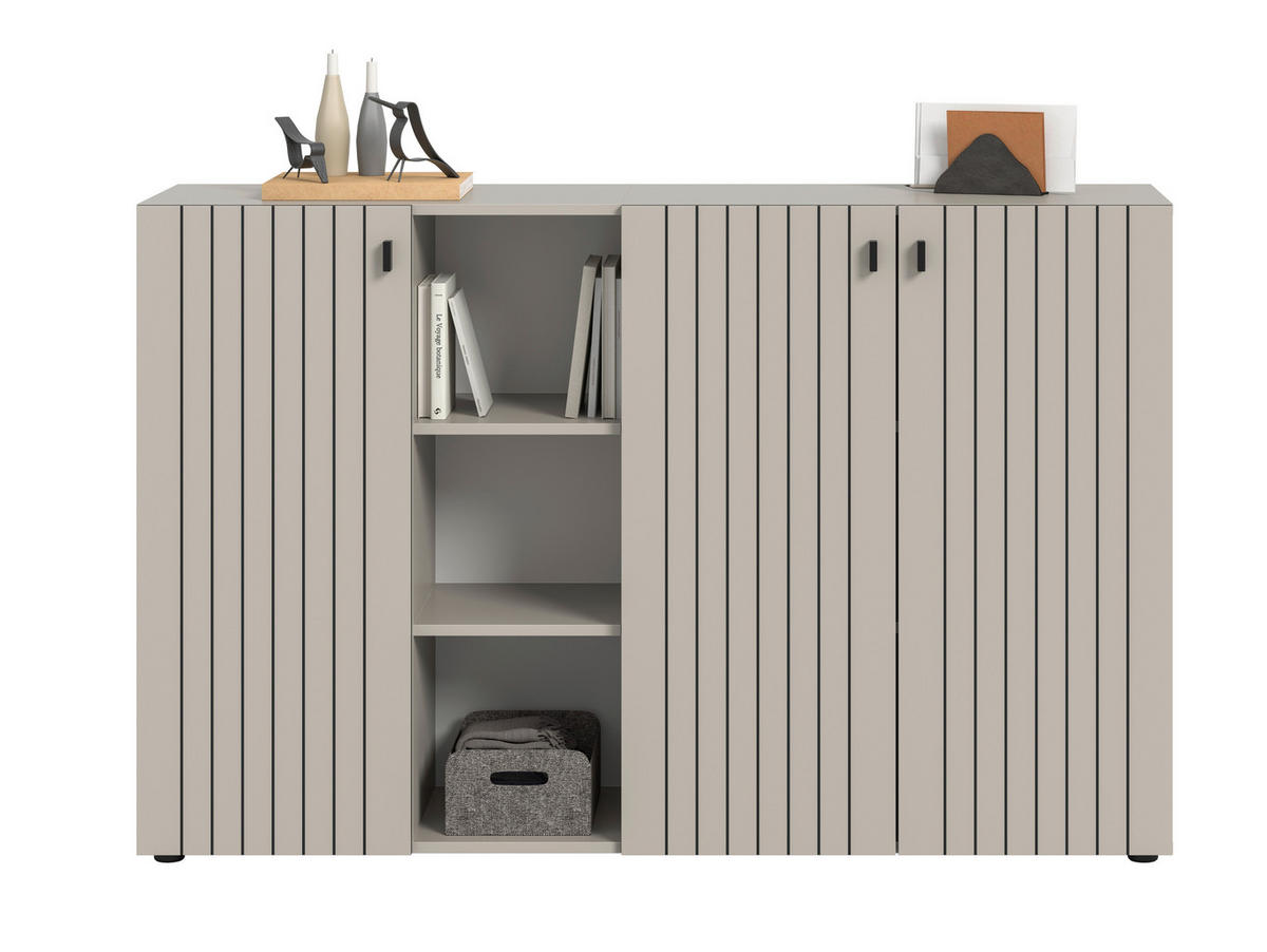 KOMMODE  in 70/192/37 cm  - Kaschmir/Schwarz, Design, Holzwerkstoff/Kunststoff (70/192/37cm) - MID.YOU