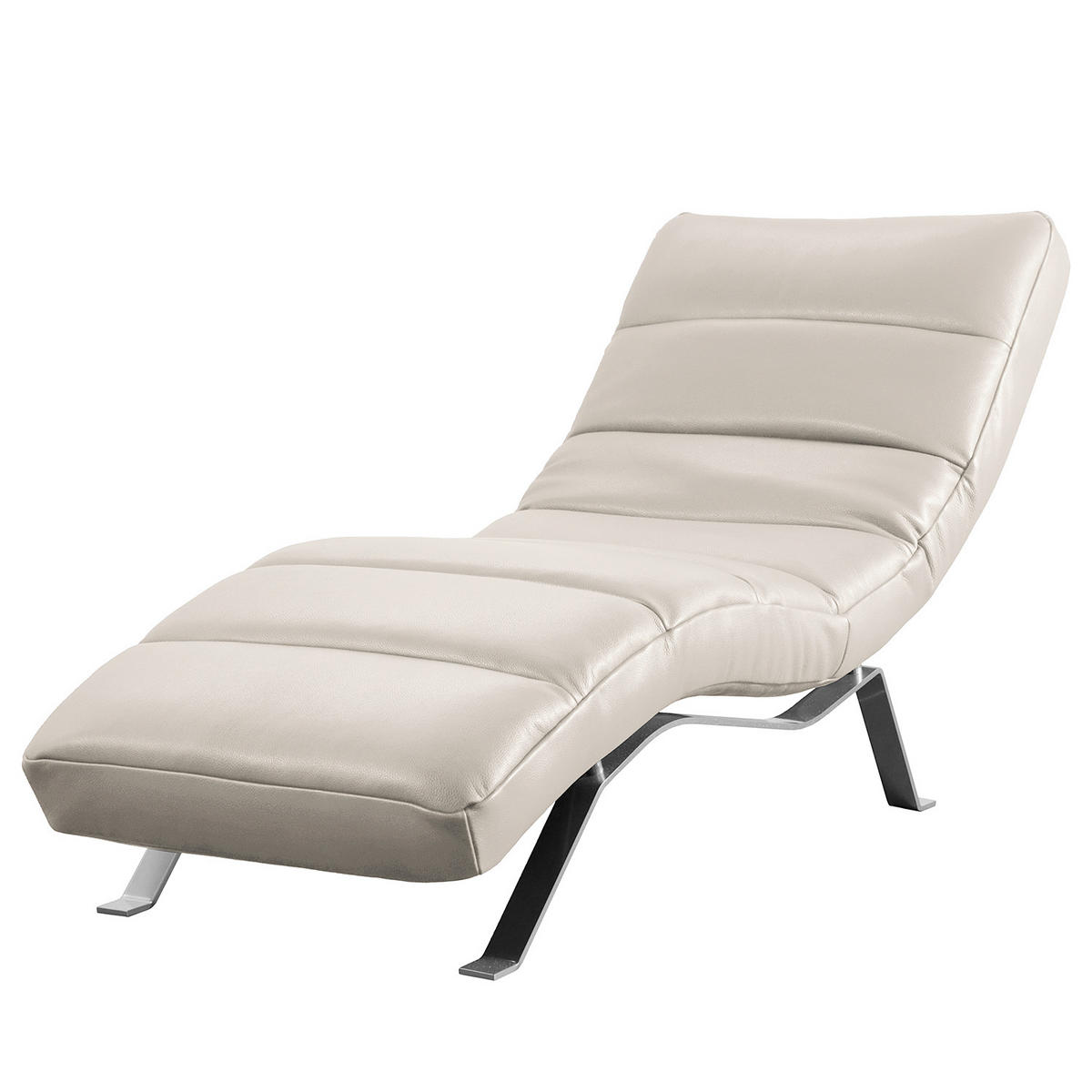 RELAXLIEGE in Echtleder Grau  - Silberfarben/Grau, Design, Leder/Metall (65/65-95/171cm) - Livetastic