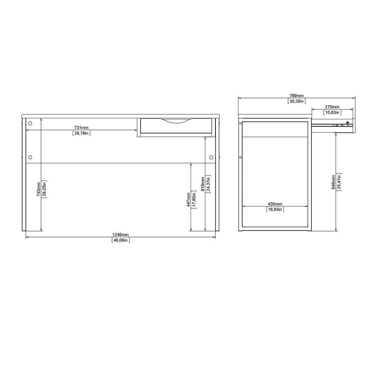 SCHREIBTISCH 130/48,4/76,8 cm  in Schwarz  - Schwarz, MODERN, Holzwerkstoff/Metall (130/48,4/76,8cm) - MID.YOU