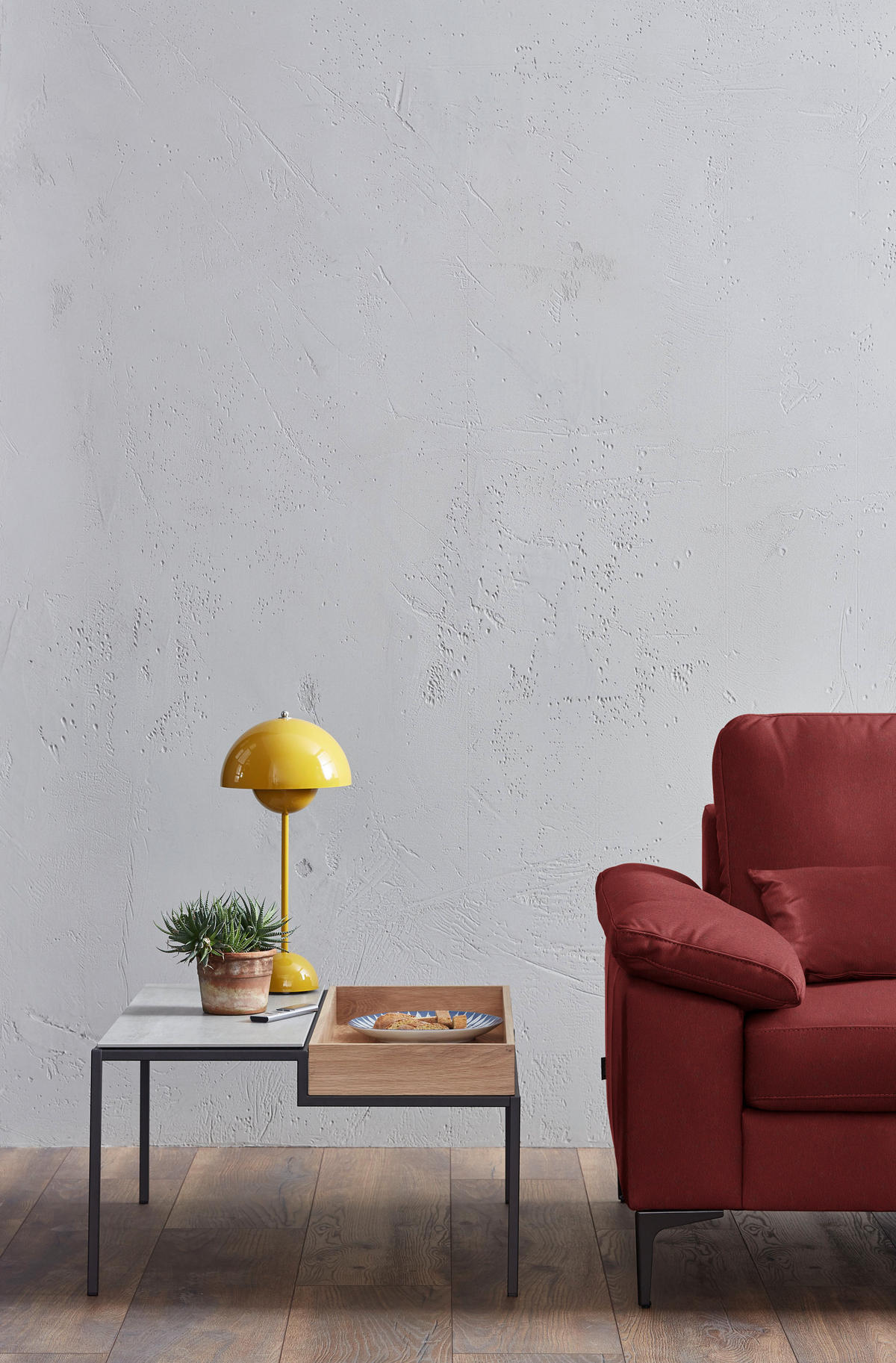 3-SITZER-SOFA  in Echtleder Rot   - Rot/Schwarz, Design, Leder/Metall (224/86/97cm) - Schöner Wohnen