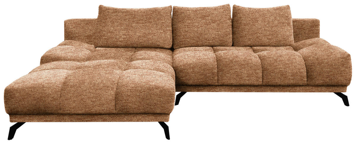 ECKSOFA in Chenille Goldfarben  - Goldfarben/Schwarz, Modern, Textil/Metall (182/290cm) - Hom`in