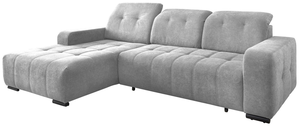 ECKSOFA in Chenille Grau  - Schwarz/Grau, Modern, Textil/Metall (292/185cm) - Livetastic