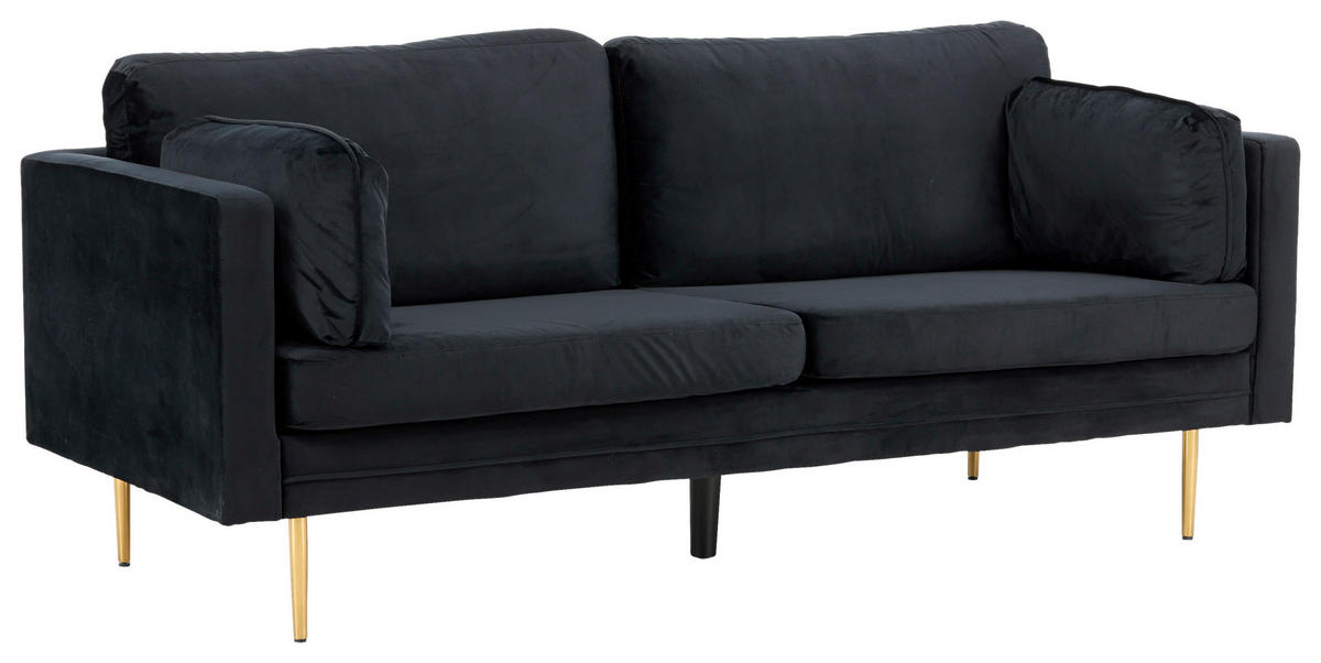 2-SITZER-SOFA in Schwarz, Goldfarben  - Goldfarben/Schwarz, Design, Textil/Metall (203/84/90cm) - Livetastic