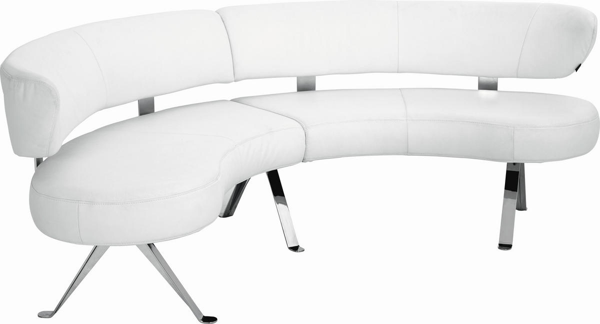 RUNDBANK in Leder Weiß  - Alufarben/Weiß, Design, Leder/Metall (234/84/51cm) - Joop!