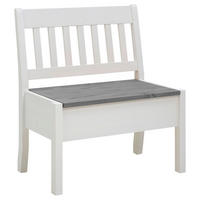 SITZBANK 83/93/58 cm Grau, Weiß Kiefer massiv  - Weiß/Grau, ROMANTIK / LANDHAUS, Holz (83/93/58cm) - Boxxx