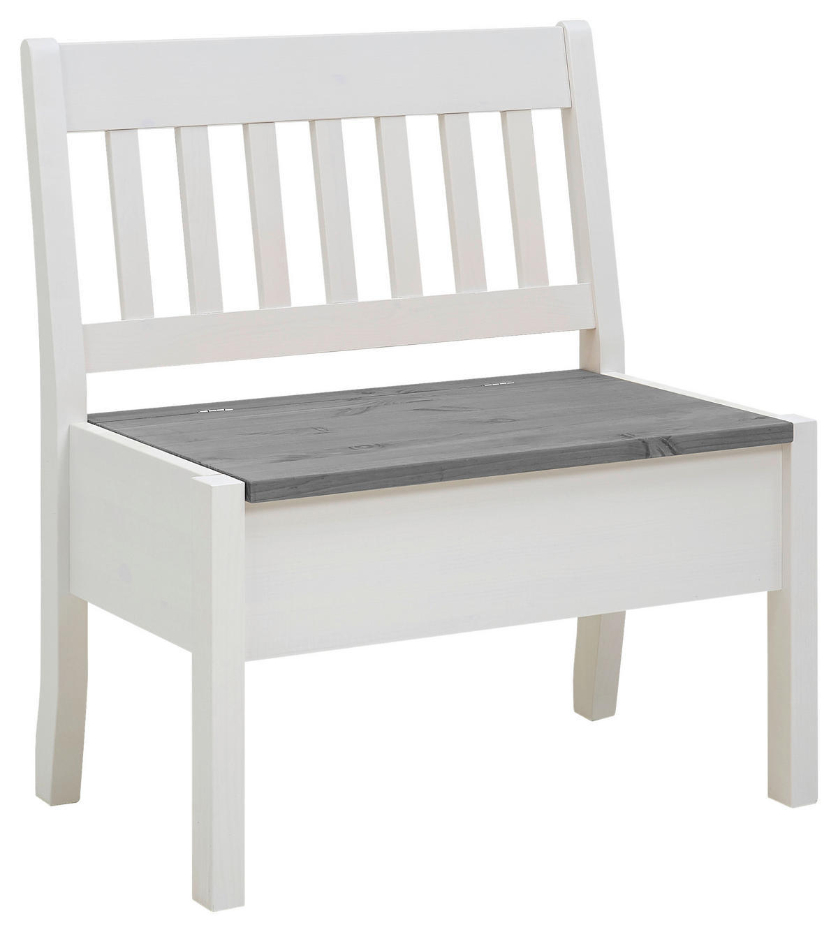 SITZBANK 83/93/58 cm Grau, Weiß Kiefer massiv  - Weiß/Grau, ROMANTIK / LANDHAUS, Holz (83/93/58cm) - Boxxx