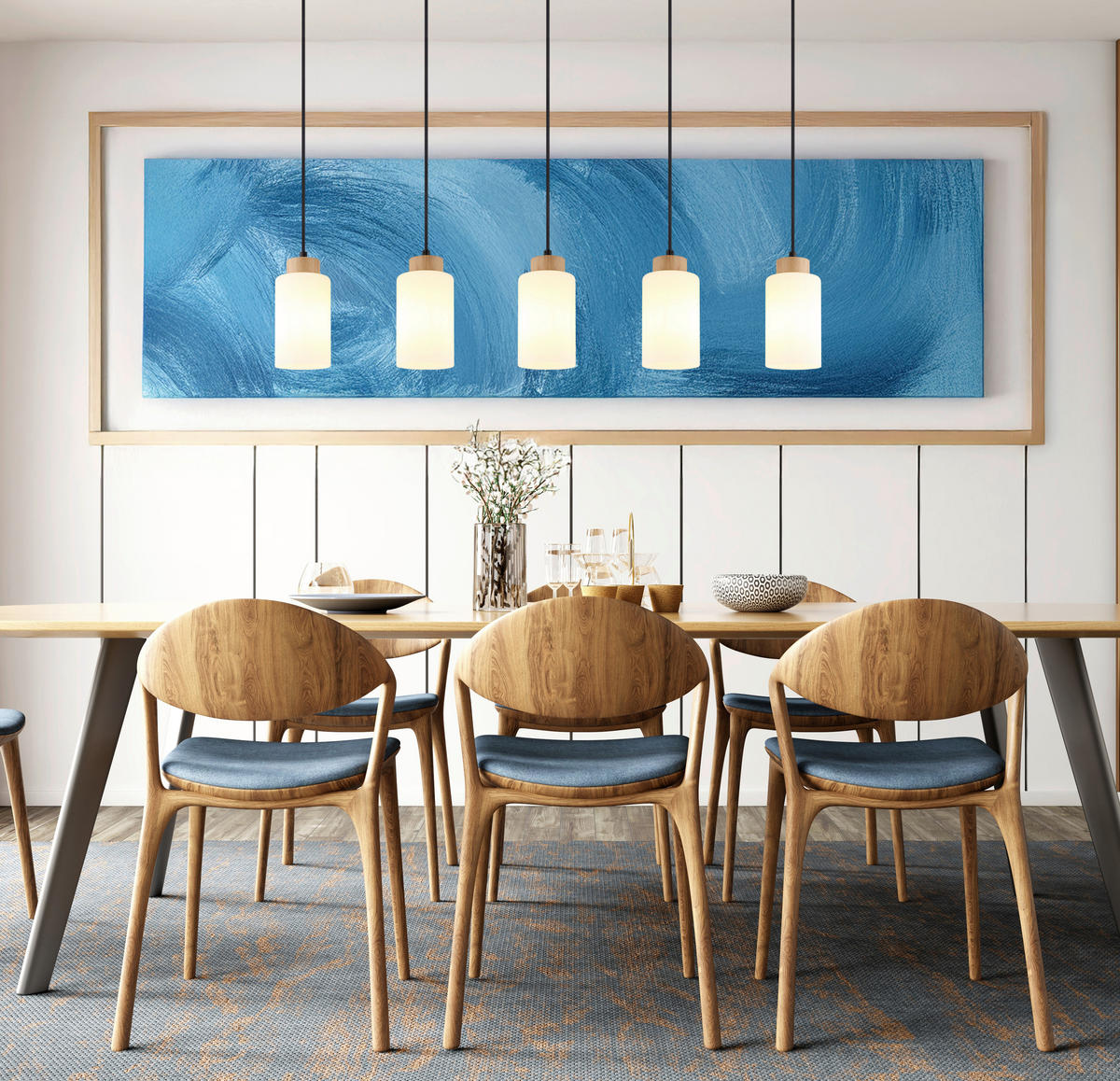 HÄNGELEUCHTE Rowena 100/10/120 cm  - Schwarz/Braun, Design, Glas/Holz (100/10/120cm) - Globo