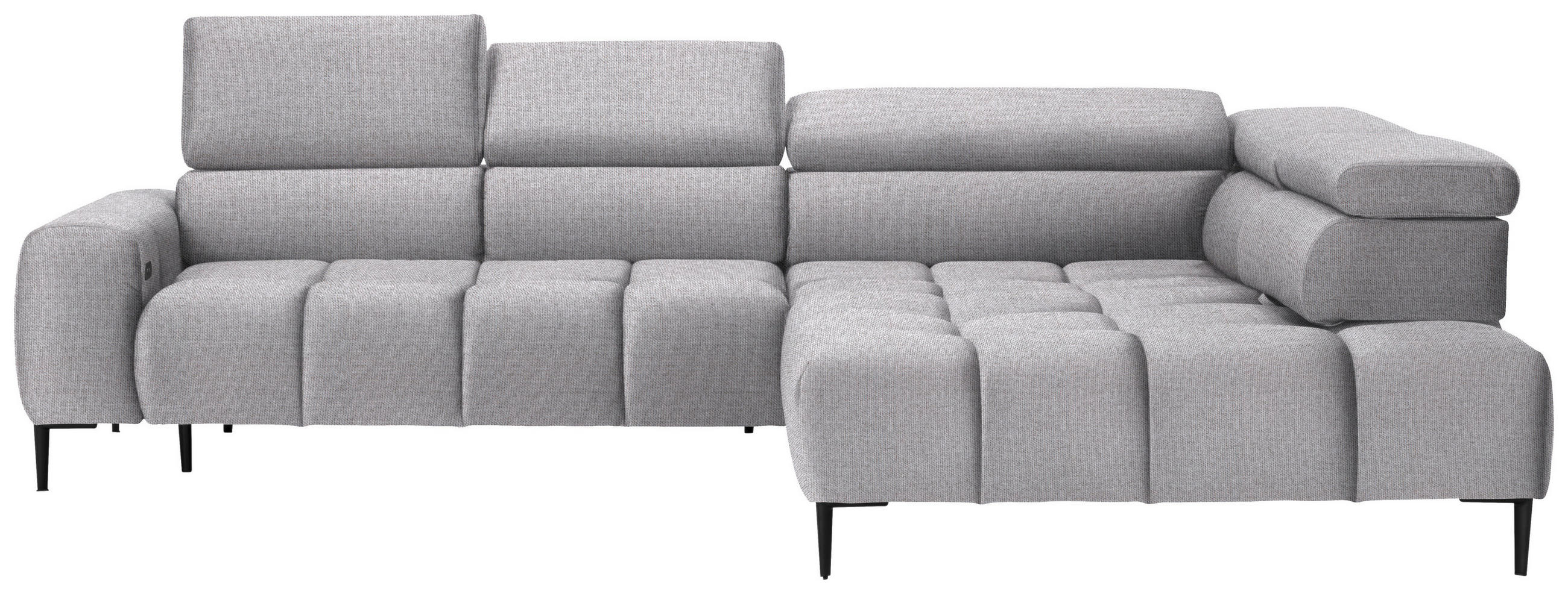 ECKSOFA Hellgrau Webstoff  - Hellgrau/Schwarz, Design, Textil/Metall (300/216cm) - Welnova