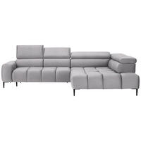 ECKSOFA Hellgrau Webstoff  - Hellgrau/Schwarz, Design, Textil/Metall (300/216cm) - Welnova