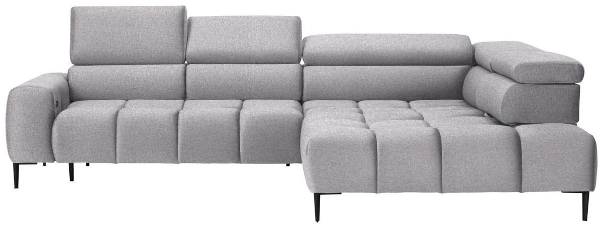 ECKSOFA Hellgrau Webstoff  - Hellgrau/Schwarz, Design, Textil/Metall (300/216cm) - Welnova