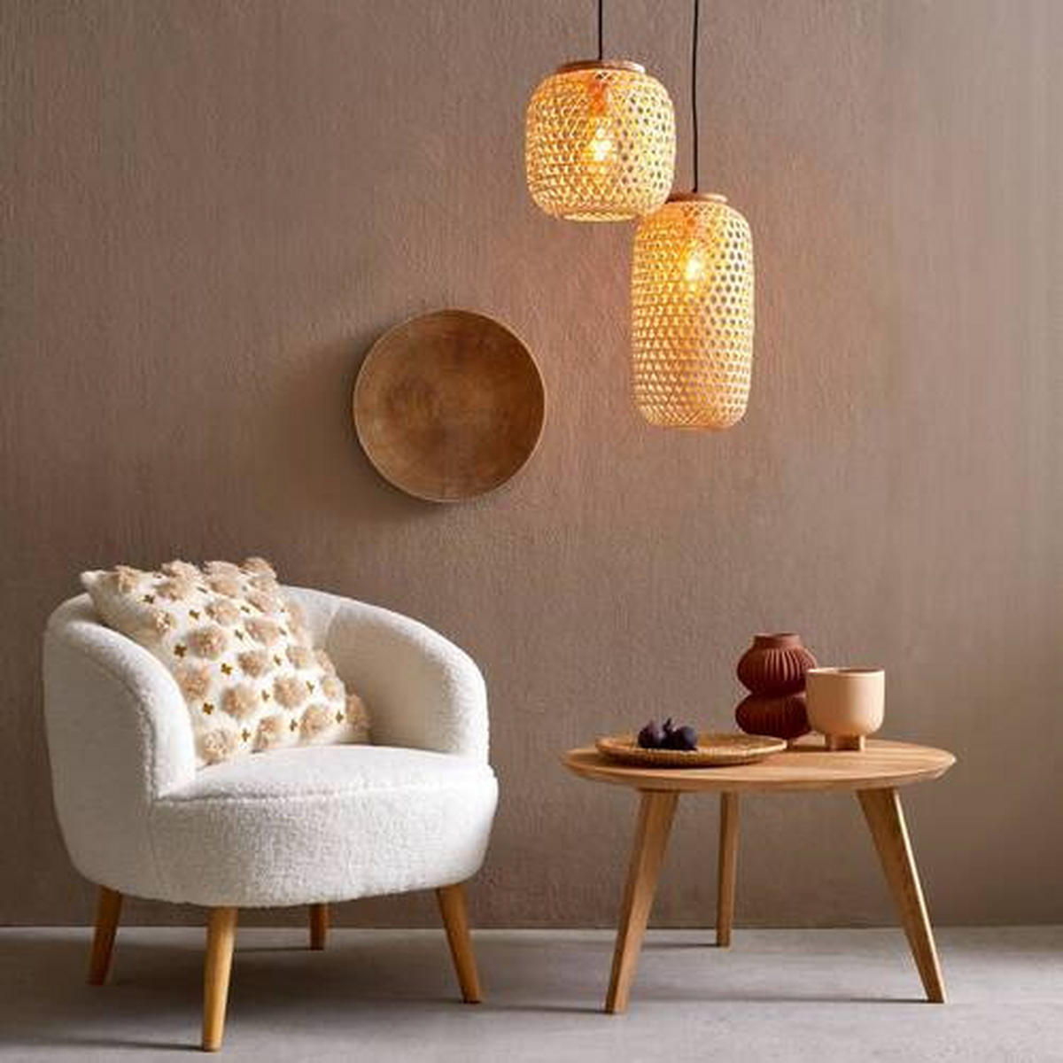 HÄNGELEUCHTE Mirena 23/135 cm   - Naturfarben, Natur, Naturmaterialien (23/135cm) - Globo