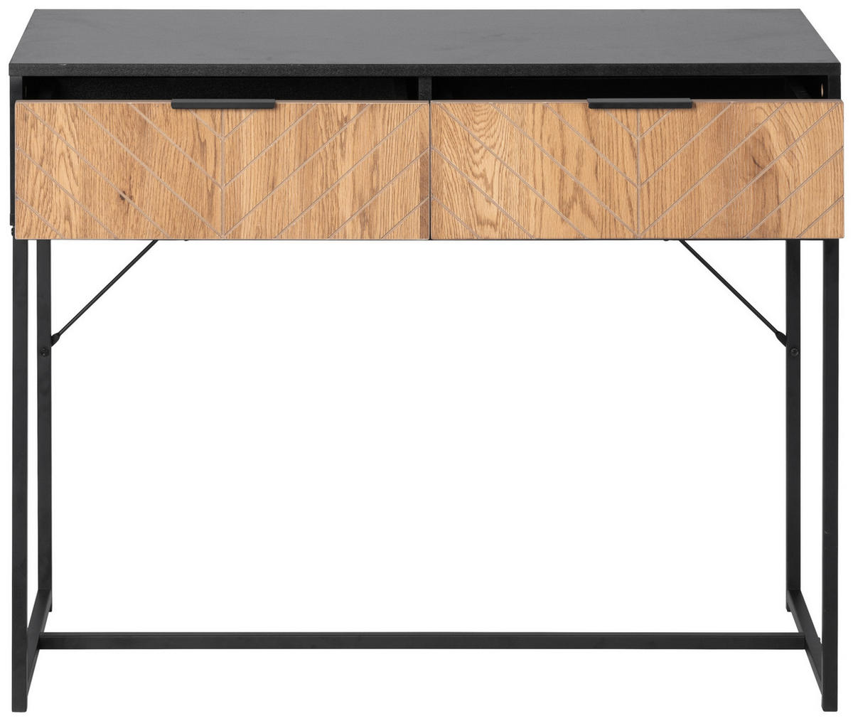 KONZOLOVÝ STOLEK, přírodní barvy, černá, 100/80/40 cm - černá/přírodní barvy, Design, kov/kompozitní dřevo (100/80/40cm) - MID.YOU