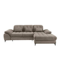 ECKSCHLAFSOFA  mit seitenverkehrt erhältlich, Rücken echt, Armteil links, Armteil rechts Cord Graubraun  - Graubraun/Schwarz, MODERN, Textil/Metall (273/189cm) - Livetastic