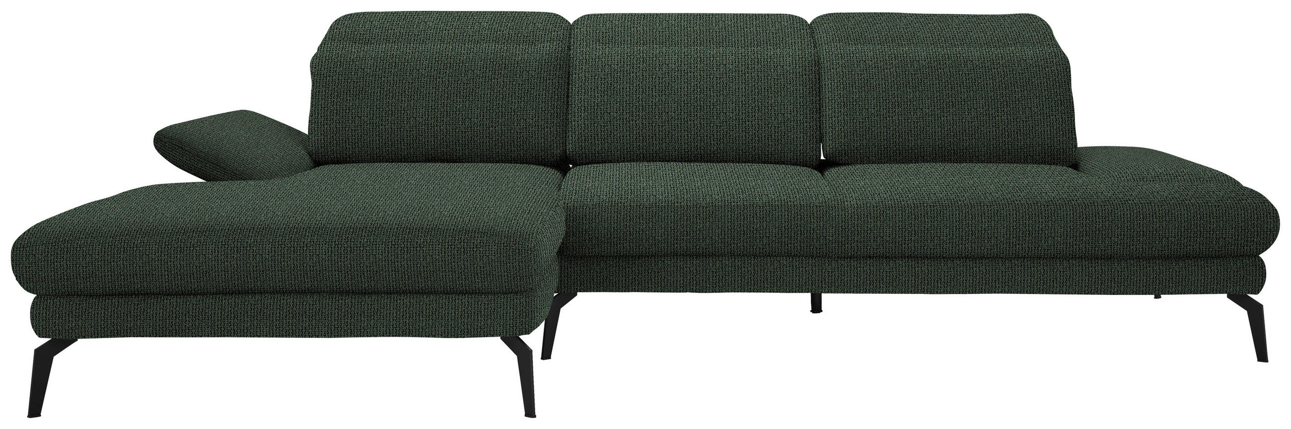ECKSOFA in Webstoff Grün  180/289 cm  - Schwarz/Grün, Design, Textil/Metall (180/289cm) - Stylife