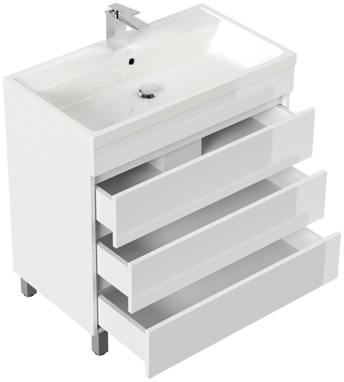 SKŘÍŇKA S UMYVADLEM,  - vysoce lesklá bílá, Trend, kompozitní dřevo/plast (80cm) - MID.YOU