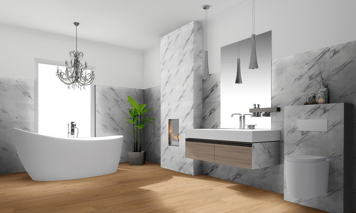 WANDPANEEL  - Weiß Hochglanz/Grau Hochglanz, MODERN, Kunststoff (120/60/0,37cm)