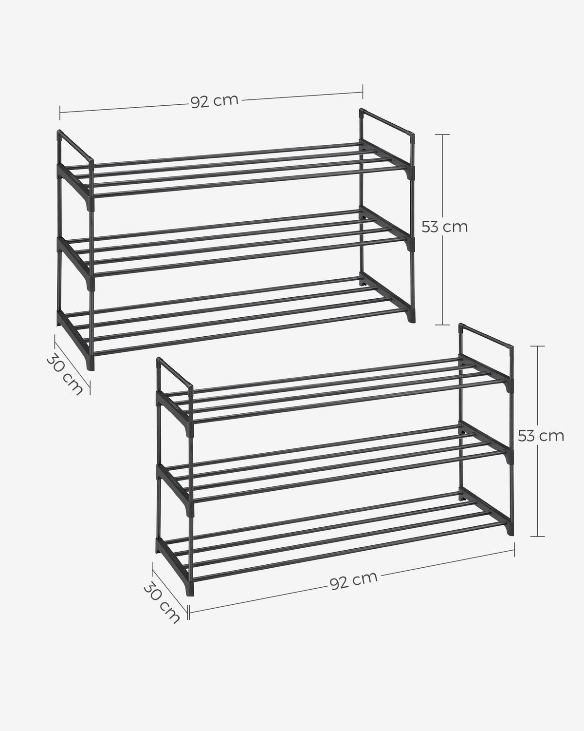 SCHUHREGAL Schwarz  - Schwarz, Trend, Kunststoff/Metall (92/53/30cm) - Boxxx
