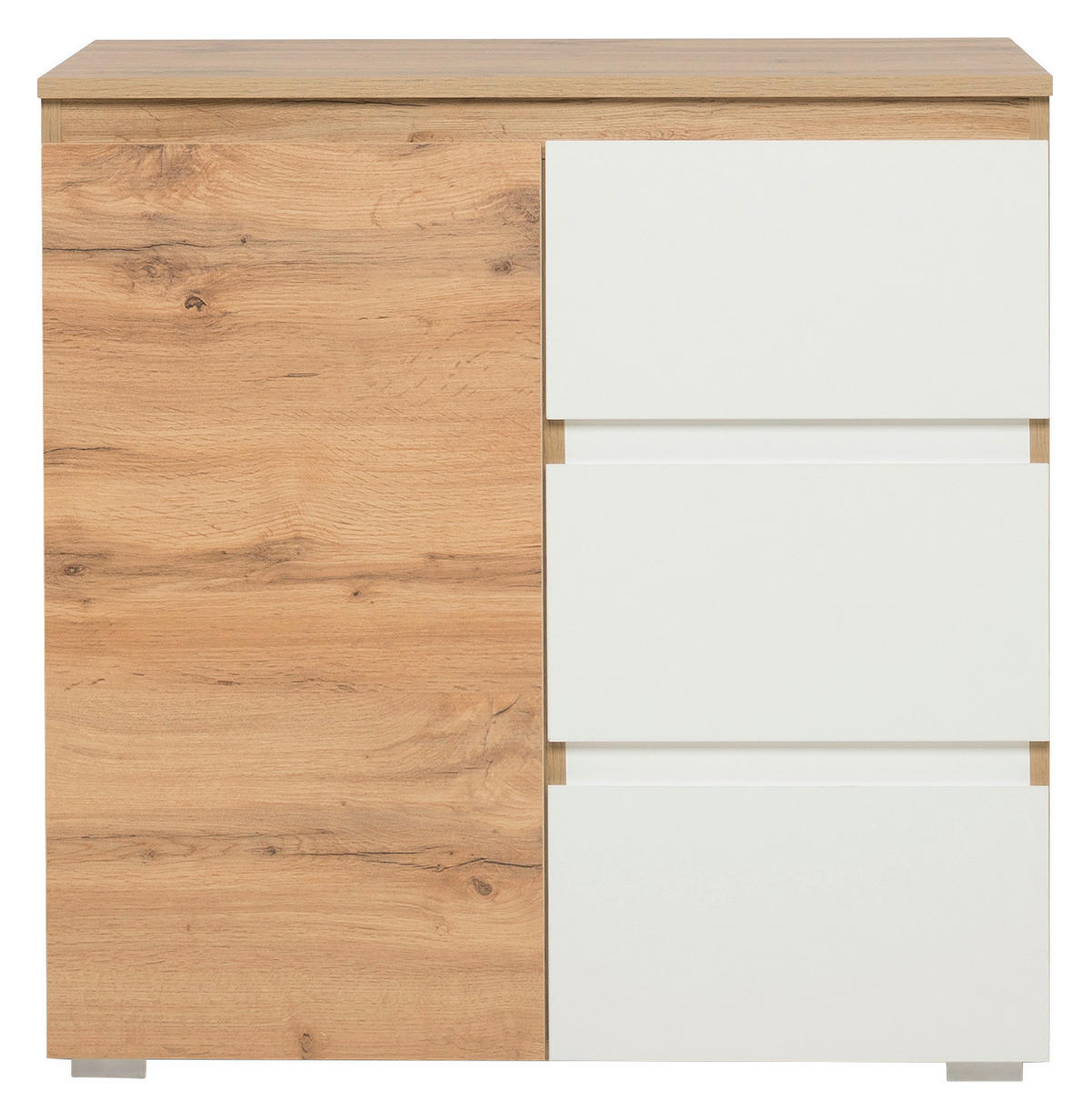 KOMODA  80/80/40 cm  bela, boja hrasta  - boja hrasta/bela, Konvencionalno, pločasti materijal (80/80/40cm) - Carryhome