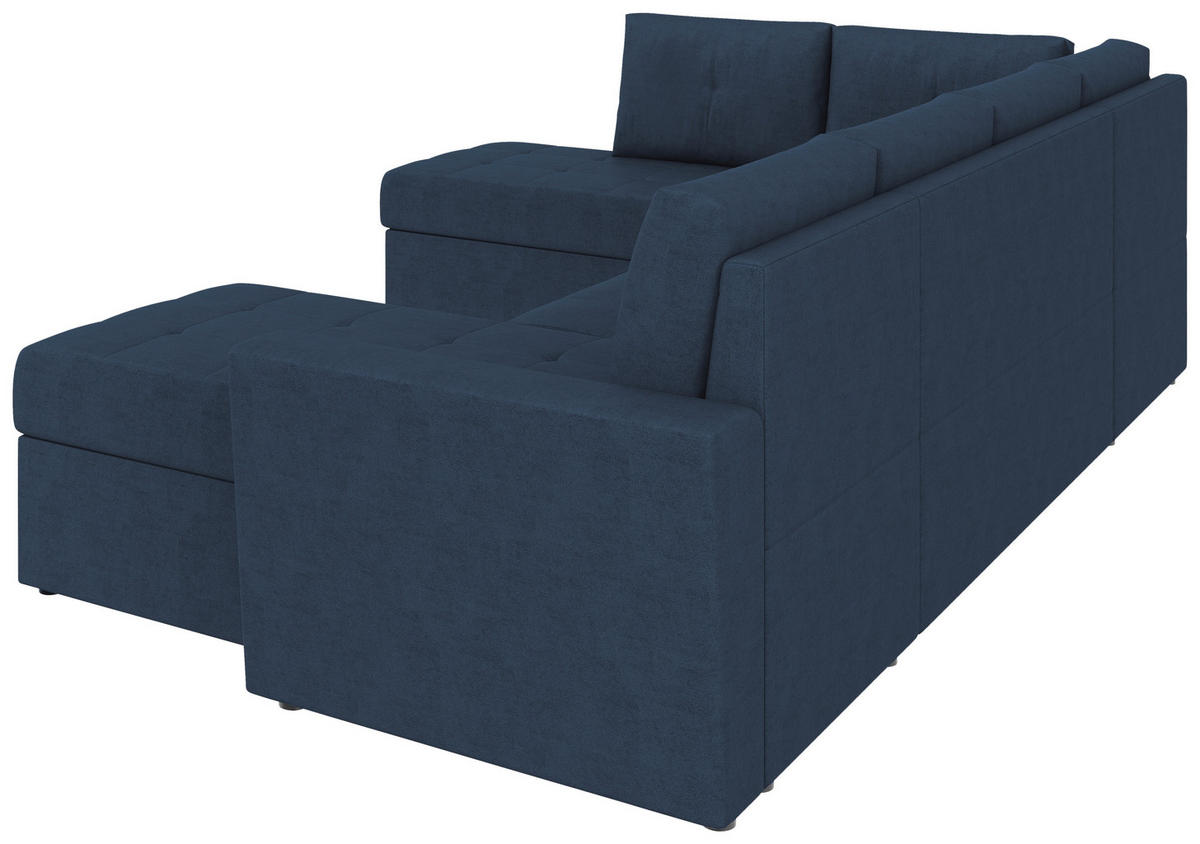 WOHNLANDSCHAFT TERMOLI Dunkelblau Jacquard  - Schwarz/Dunkelblau, Design, Kunststoff/Textil (212/297/155cm) - MID.YOU