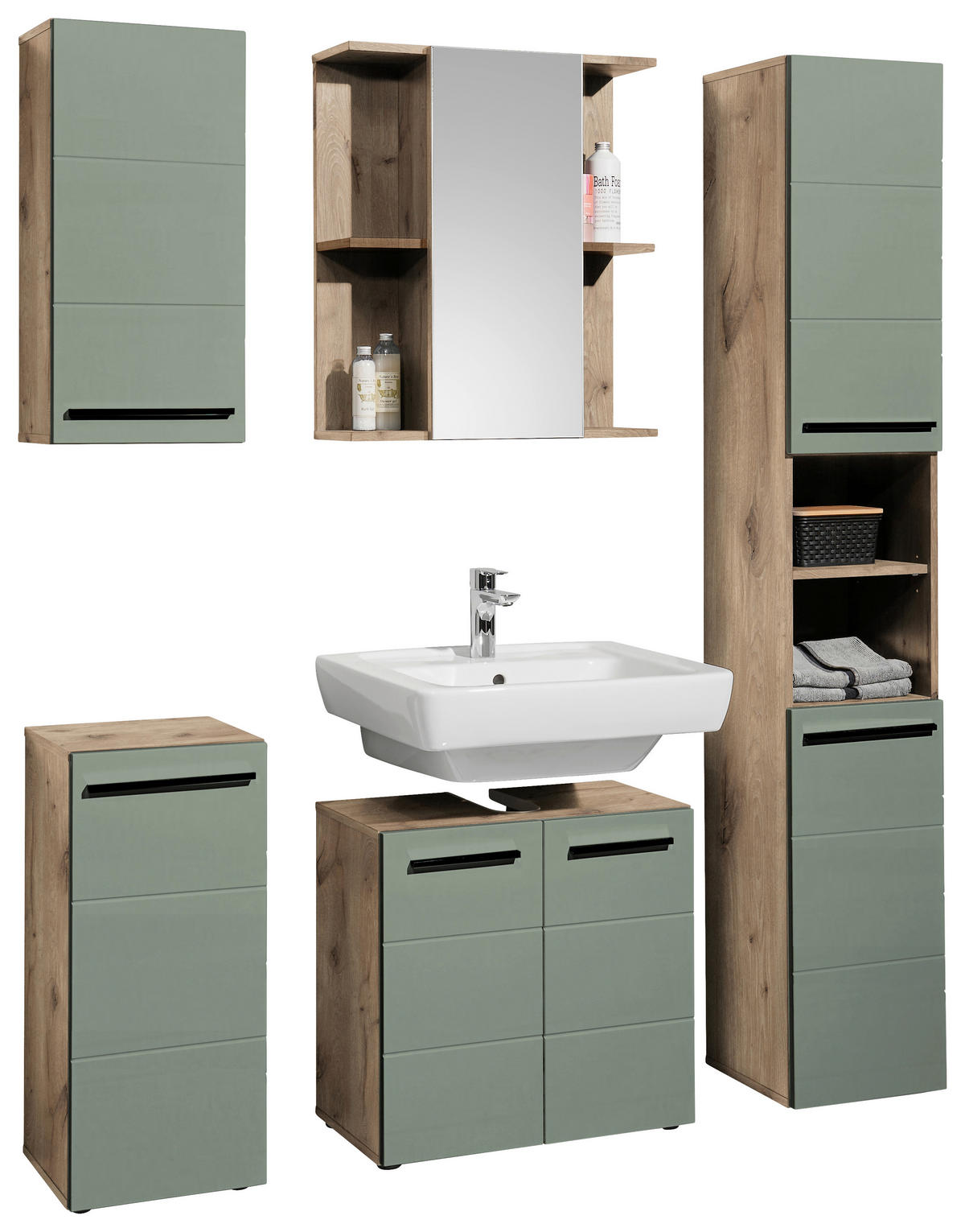 WASCHBECKENUNTERSCHRANK 60/62/31 cm  - Eichefarben/Schwarz, Basics, Holzwerkstoff/Kunststoff (60/62/31cm) - MID.YOU