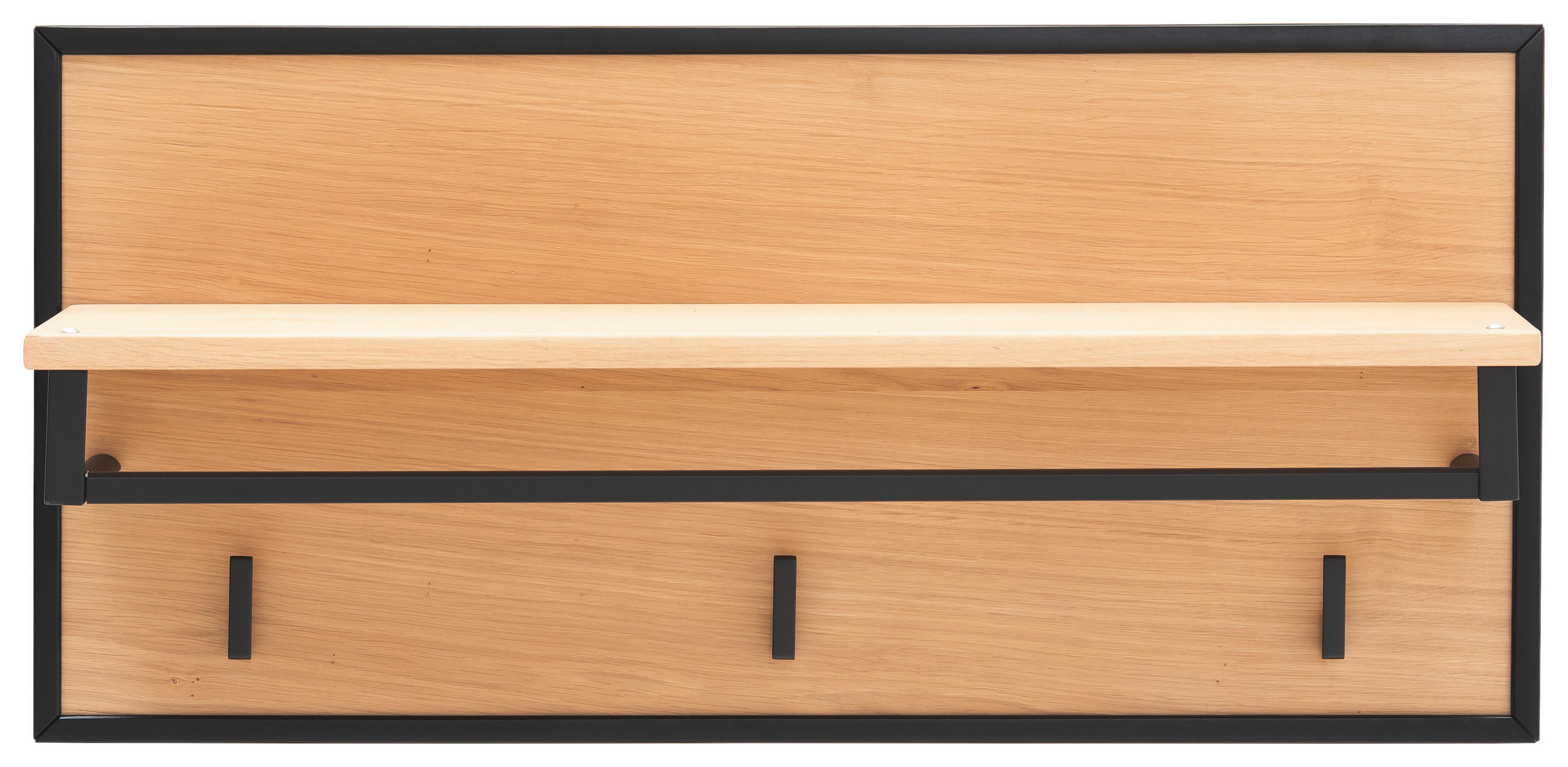 WANDGARDEROBE  in Asteiche teilmassiv Schwarz, Eiche Bianco  - Eiche Bianco/Schwarz, Natur, Holz/Metall (80/38/29cm)