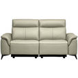 3-SITZER-SOFA  in Echtleder Silberfarben   - Silberfarben/Schwarz, Design, Leder/Metall (214/105/98cm) - Belluti