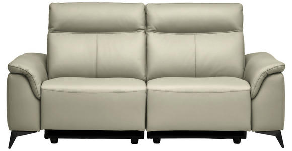 3-SITZER-SOFA  in Echtleder Silberfarben   - Silberfarben/Schwarz, Design, Leder/Metall (214/105/98cm) - Belluti