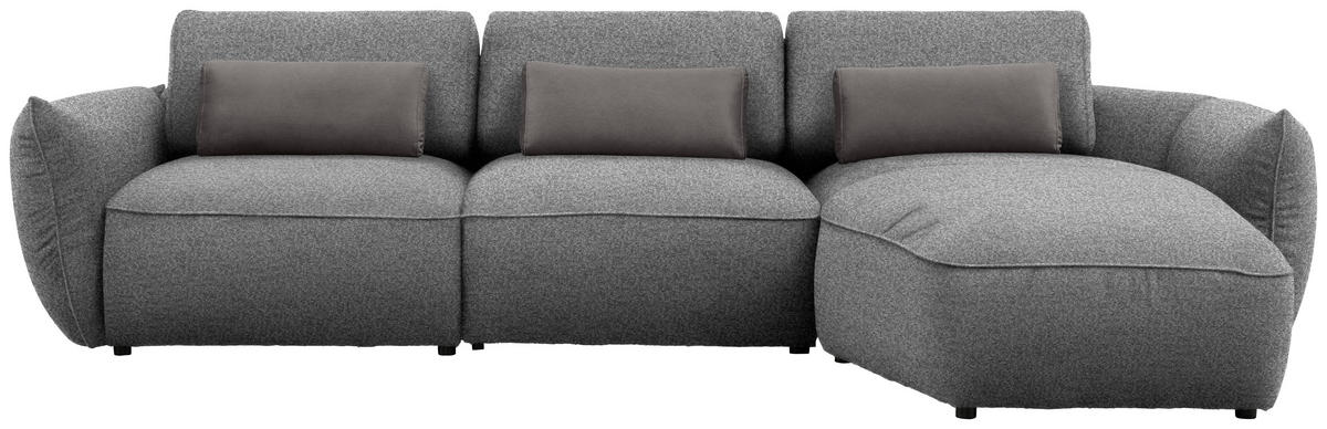 ECKSOFA  in Chenille Dunkelgrau  340/190 cm  - Dunkelgrau/Schwarz, Design, Kunststoff/Textil (340/190cm) - Belluti