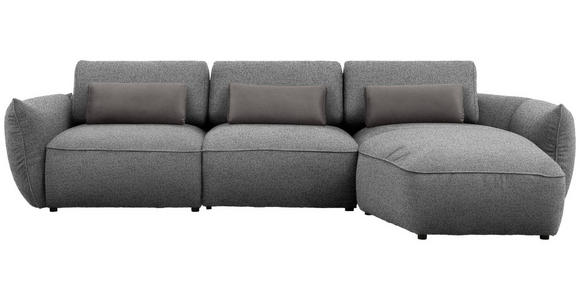 ECKSOFA  in Chenille Dunkelgrau  340/190 cm  - Dunkelgrau/Schwarz, Design, Kunststoff/Textil (340/190cm) - Belluti